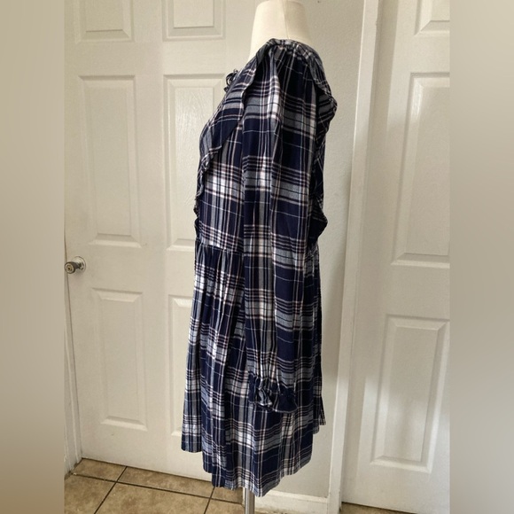 LOFT Blue Plaid Ruffle Dress‎ size S - Picture 8 of 12